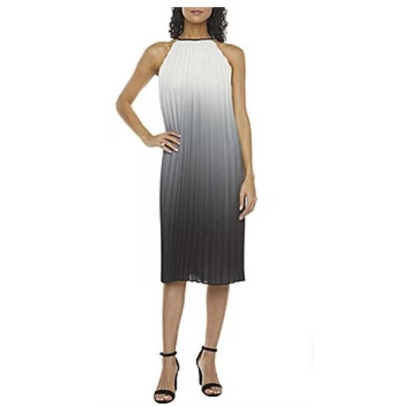 Woolworth Grey Ombré Plisse Halter MIDI Dress size Small - Picture 1 of 8